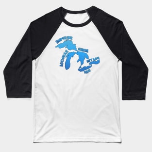 Great Lakes Outline of all 5 Lakes Baseball T-Shirt